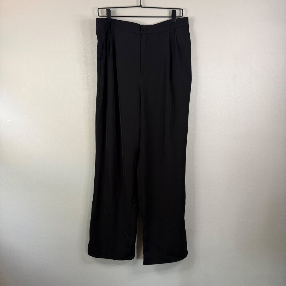 Rewash Womens Black Button & Zipper Closure Wide-Leg Pants Size 13/3